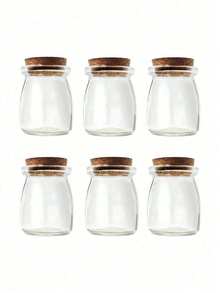 7pcs 100ml Heat-Resistant Small Pudding Bottles, Yogurt Bottles, Glass Jars With Cork Lids, Mousse Cups, Lucky Star Glass Jars, Mini Wishing Bottles, Bath Salt Bottles, Face Mask Bottles, Divider Bottles, Candle Divider Bottles, Jewelry Storage Bottles, Gold Bean Collection Bottles. Suitable For Kitchen Storage, Bedroom Storage, Weddings, Bridal Showers And Birthday Gifts. - 彩色 - 查看 2