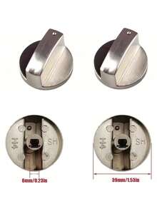 4 件 6MM/8MM 燃气灶旋钮 银色炉灶旋钮 通用燃气灶旋钮 金属燃气灶开关 适用于厨房灶具 燃气灶烤箱灶台