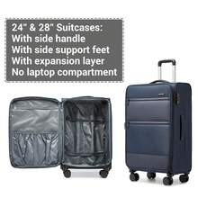 Suitcase 20 24 28 Inch 3 Piece Set Softside Luggage Cabin Carry On Check In Lightweight Spinner Wheels Tsa Lock Expandable For Travel - Navy Blue - View 12