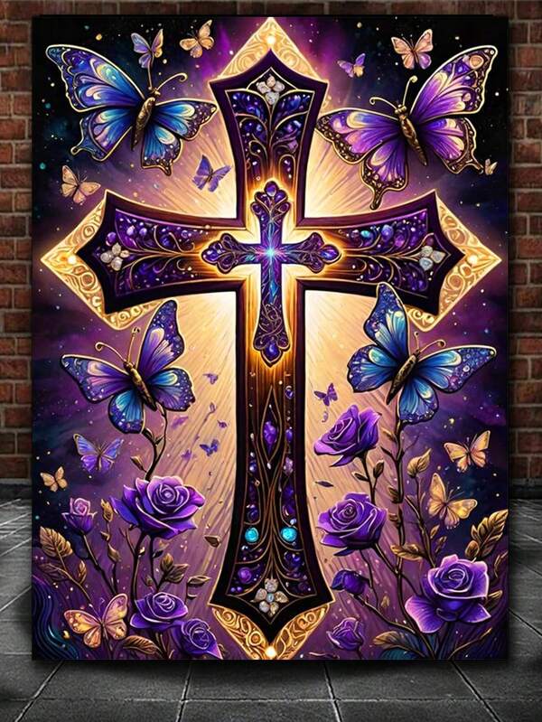 Cross Diamond Art Kits For Adults-DIY 5D Religion Diamond Painting Kits For Adults Beginners, Full Drill Paint By Diamonds Art Painting Christ Crafts For Home Wall Art Decor