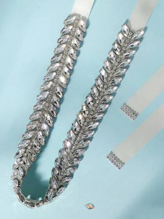 1pc Luxury Rhinestone Decorated Wedding Bridal Dress Sash, Elegant Women Waist Decor Accessory