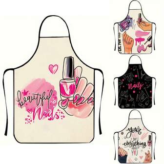 Nail Enhancement Tools Nail Polish Lipstick Printing Sleeveless Antifouling Oil Proof Apron Fashion Lady Apron Nail Salon
