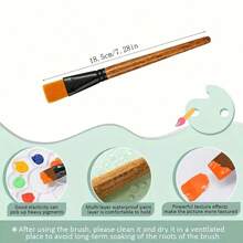 10 pezzi Pennelli in nylon di alta qualità, punta piatta da 3/4 pollici con manici in legno per acrilico, acquerello, pittura a olio e artigianato per body art