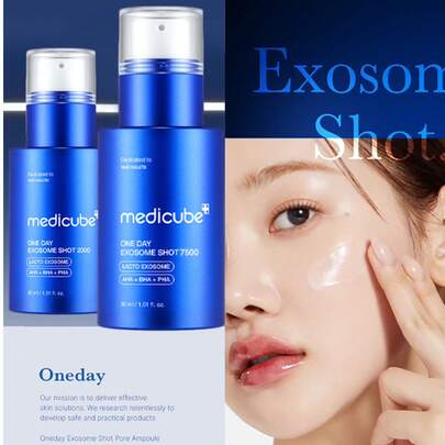 Medicube Tinh chất dưỡng da Hàn Quốc Exosome 30ml | 2000ppm Chăm sóc da hàng ngày/Dành cho người mới bắt đầu | Tinh chất làm sáng da dạng vi tinh thể | Tinh chất tăng cường da dạng lỏng | Exosome, AHA+BHA+PHA | Chăm sóc lỗ chân lông, se khít lỗ chân lông, loại bỏ tế bào chết, cải thiện làn da | Sản phẩm chăm sóc da Hàn Quốc