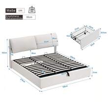 Upholstered Bed, 180 X 200 Cm, Hydraulic Slatted Base, Three Drawers, Storage Box, Slatted Base With Headboard, Without Mattress, Velvet, Beige - Beige - View 2