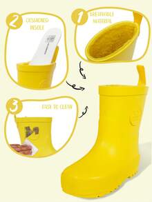 Gelbe warme Kinder Regenstiefel Neue Winter Wasserschuhe, Einfach zu reinigen für Jungen und Mädchen Regenschuhe, Geeignet für Outdoor-Aktivitäten, Wasserdichte Stiefel