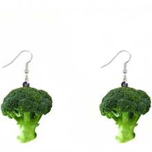 Fruit Dangle Earrings Collection Pickled Cucumber Corn Apple Cauliflower Broccoli Pumpkin Chili Eggplant Cute Earrings - Broccoli - 查看 9