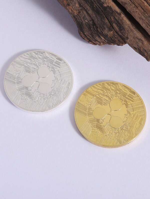 1 Piece Of Ripple Coin, Ripple Virtual Digital Coin Collection Commemorative Coin, Gold And Silver Coins, European And American Metal Crafts Collectibles, Metal Badges, Game Commemorative Coins, Club Member Gifts, Exquisite Ornaments, Party Game Role-Playing Coins