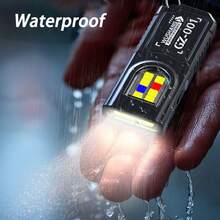 多功能钥匙扣手电筒 USB 可充电迷你手电筒，带 COB 工作灯，钥匙扣式，露营徒步口袋灯 - 黑色 - 查看 6