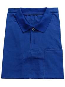 Basic Piqué Polo Shirt With Pocket - Royal Blue - View 1