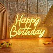 1 件新奇照明生日快乐字母形 LED 霓虹灯，生日快乐 LED 霓虹灯标志，室内婚礼派对装饰墙面装饰霓虹灯，5V USB 供电卧室客厅霓虹灯 - 彩色 - 查看 10