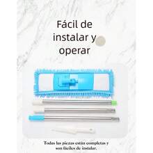 Trapeador de Microfibra Profesional - Mango Ajustable 120cm - Limpia sin Dejar Pelos - Azul - Ver 4