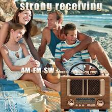 Radios portátiles AM FM, radios retro vintage de onda corta con transistores y parlantes, compatible con alimentación por USB , Bluetooth/TF - Marrón - Ver 8