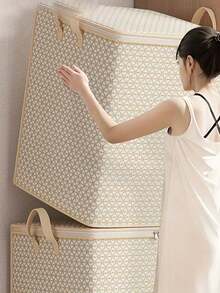 Extra-Large 220-Liter Fabric Storage Box With Zipper, Heavy-Duty Fabric Organizer, Space-Saving Wardrobe Organizer, Multifunctional Storage Box For Bedding, Clothes, And Underwear, Lightweight And Portable Design, Zipper Closure, Storage Solution For Quilts And Bed Sheets, Portable Storage Box, Fabric Construction, Under-Bed Storage, Under-Bed Storage