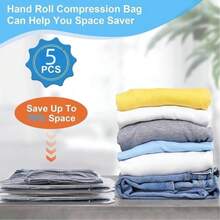 Oversized Vacuum Transparent High-Quality Storage Compression Bags, Suitable For Travel Essentials, Clothes, Bedding, Blankets, And Other Portable Storage Bags. Manual Vacuum Pump Compression Bag Set, No Electricity Required, Reduces Space Usage. - Blue - View 4