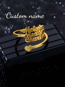 Anillo con nombre personalizado, joyería personalizada, anillo ajustable de acero inoxidable dorado/plateado, regalo de pareja - Anillo de oro 1 - Ver 3