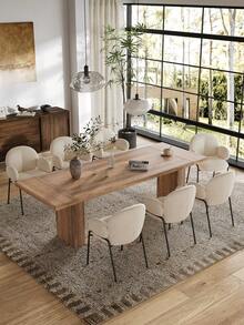 Goeurvant Modern Cloud-Style Wool-Linen Upholstered Dining Chairs With Rounded Arms And Wide-Back Support For Dining Room, Living Room, Office - Set Of 2 / Set Of 4 / Set Of 6 - Beige/Textured Fabric - 米色 - 查看 2