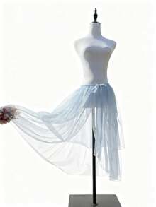 女士不对称泡泡裙连衣裙，前短后长鱼尾裙，双层薄纱长裙，适合婚礼、派对、表演、洛丽塔风格、伴娘、舞台表演、角色扮演、舞蹈、圣诞节服装等场合。 - 彩色 - 查看 9