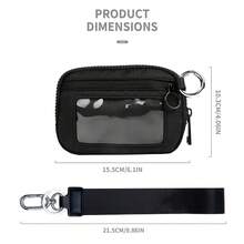 The Iris' Wallet 2nd Gen Or Dual Zipper Pouch Wallet, 5*3.5" The Iris Pouch Wristlet, Zippered Card Case With Id Window/Hand Strap Christmas Gift - 黑色 - 查看 4