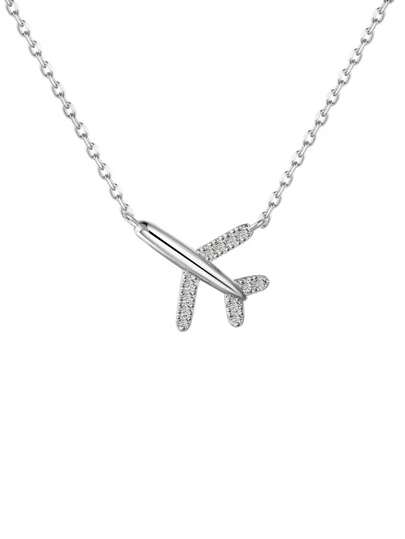 1pc 925 Sterling Silver Creative Plane Shaped Cubic Zirconia Pave Pendant Necklace For Women, Daily Wear Fine Jewelry Gift