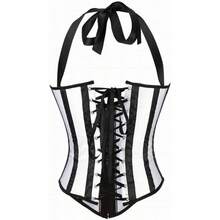 La.Y Fashion Womens Burlesque Lace Underbust Corset Bustier - 白色 - 查看 2