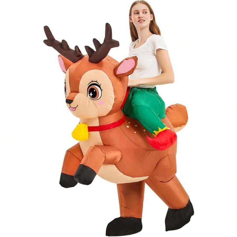 Inflatable Reindeer Costume Adult Blow Up Deer Elk Animal Costumes Ride ...
