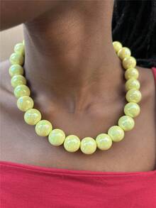 1 pièce Collier exagéré en perles acryliques colorées, collier ras-du-cou à perles rondes géométriques à la mode pour femmes, bijoux faits main pour occasions festives ou port quotidien, esthétique Y2K - collier - Voir 8