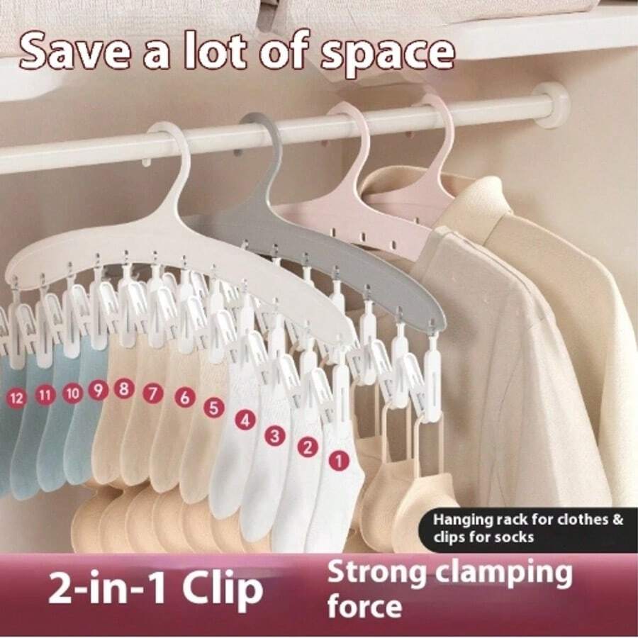 3/5 CÁI 12 Kẹp Móc Treo Đồ Giặt Gấp Gọn Chống Gió Giá Phơi Tất Quần Áo Lót Khăn Quần Áo Trẻ Em