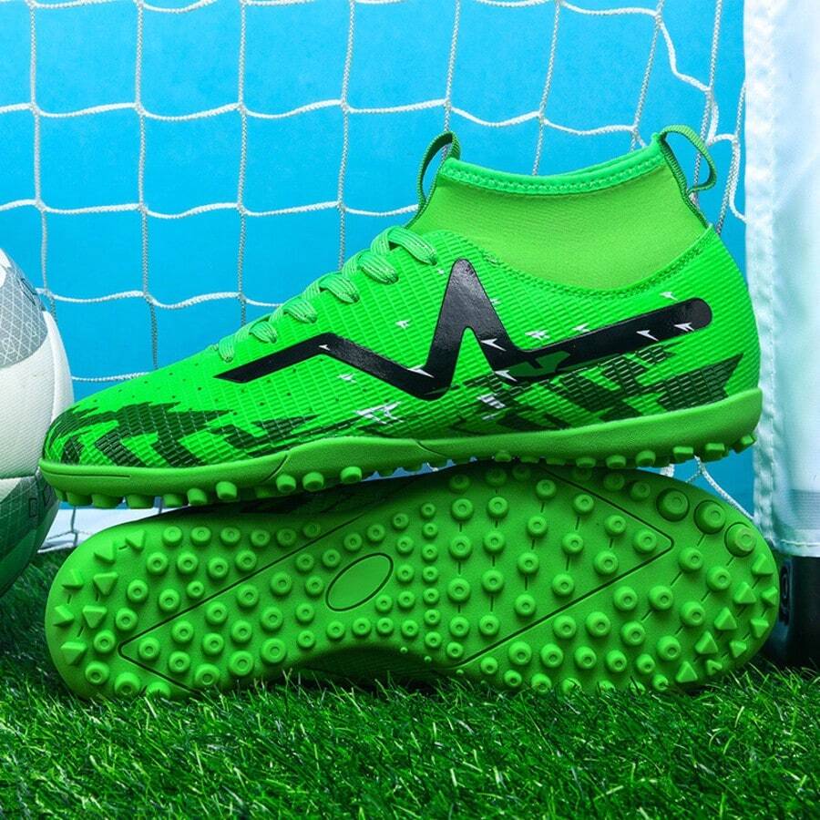 1 Pair Unisex Football/Soccer Shoes, Studded Cleats For Adults, Students, Teenagers, Suitable For Artificial Turf, Hard Ground, Indoor Training, Outdoor Pitch, Women's Professional Sports Shoes, Lace-Up, Non-Slip, Durable Rubber Sole, Lightweight, High-Performance, Anti-Slip Design, High-Top Professional Football Boots, Factory Direct , Women's Soccer Shoes