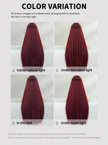 Elegant-30 Inch Velvet Wine Wigs For Women, Long Straight Wigs With Bangs, High Quality Soft Synthetic Fiber Wigs For Women Daily Wear, Festival Ready Party Use, Perfect Gift - Beginners Glueless Wig Accessories - 酒紅色 - 查看 7