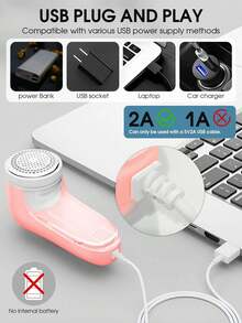 1 件装电动织物剃毛器除毛球，USB 供电便携式除毛器，毛球修剪器，用于轻松去除衣服上的绒毛、毛球、绒球 - 粉色 - 查看 4
