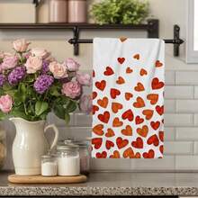 2/4/48 pièces de serviettes de cuisine thème Saint-Valentin - super douces et très absorbantes en polyester avec motifs de plats et de cœurs en différentes couleurs - parfait pour la décoration de fête, la décoration de cuisine et la décoration de fête. - Multicolore - Voir 14