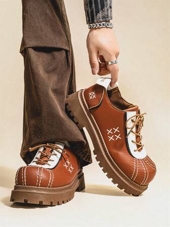 2025年新款秋冬男士低帮靴复古工作鞋厚底百搭皮鞋