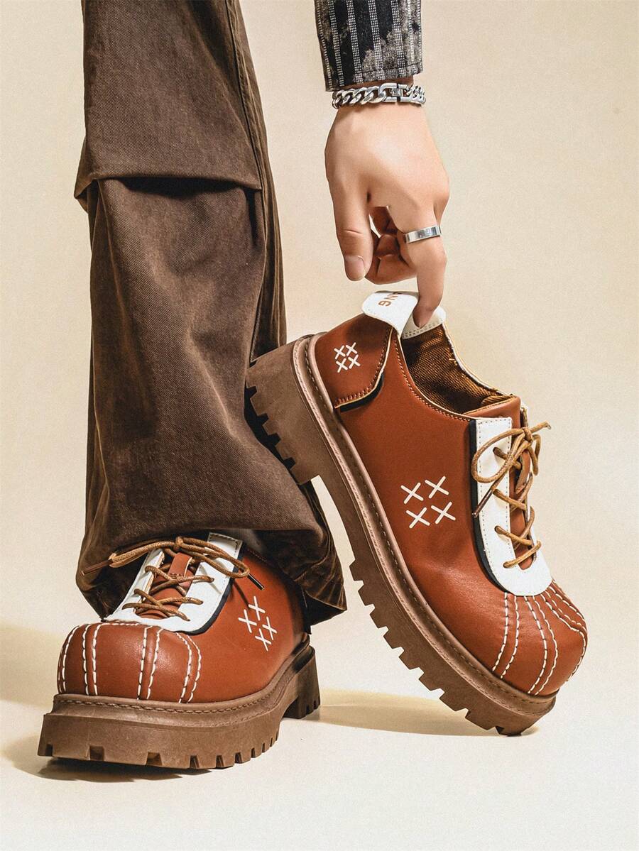 2025年新款秋冬男士低帮靴复古工作鞋厚底百搭皮鞋