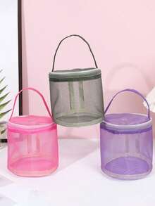 彩色尼龙网眼抽绳袋，大容量毛线收纳袋，带抽绳 - 耐用手工拉链收纳袋，适用于毛线、钩针编织 - 玫瑰红/紫色，毛线收纳袋 - 彩色 - 查看 7