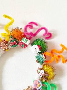 1pc Santa Claus, Christmas Tree, Reindeer, Gingerbread Man, House, Pom Pom, Twist Tie, White Headband - Multicolor - View 3