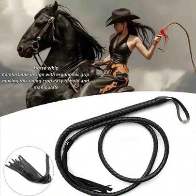 1 pieza Látigo de vaquero estilo occidental, Fusta de cuero sintético, Látigo de entrenamiento ecuestre multifuncional con mango ergonómico, Para equitación, actuaciones occidentales, disfraz de Navidad - Diseño, Regalo perfecto para amantes de los caballos y entusiastas del estilo occidental, Fusta de alta calidad para deportes ecuestres