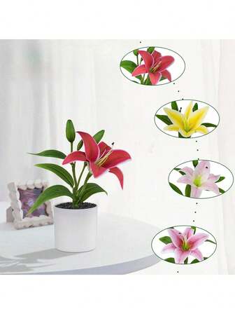 1PC Artificial Potted Plants Fake Tree Potted Simulation Flowers Table Potted Ornaments Home Wedding Garden Decoration Home Kitchen Dining Table Center Office Farmhouse Decoration