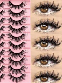 10 Pairs Of DD Russian Curl Holiday Eyelashes, High Curl, Thick And Bold Full Eyelash Extension - 尖尾漫畫款 - 查看 1