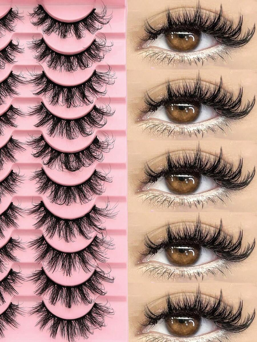 10 Pairs Of DD Russian Curl Holiday Eyelashes, High Curl, Thick And Bold Full Eyelash Extension - 尖尾漫畫款 - 查看 1
