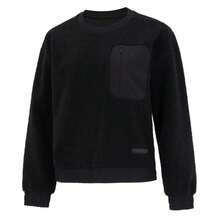 Under Armour Mission Boucle Crew Neck Long Sleeve Loose Woven Pullover Sweatshirt 1367056-001 For Women - Black - View 1