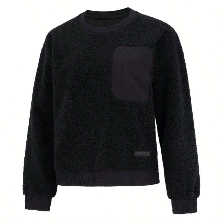 Under Armour Mission Boucle Crew Neck Long Sleeve Loose Woven Pullover Sweatshirt 1367056-001 For Women - Black - View 1