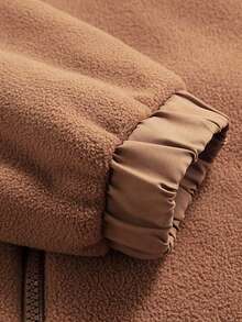 1pc Men's Fleece Jacket For Autumn And Winter - Thermal Lined, Thickened, Stand-Collar, Versatile Solid Color, Zippered, Polar Fleece Outerwear, Suitable For Outdoor, Casual & Sports Wear, Warm Lamb Wool Cardigan,Heated Jacket,Jackets For Men,Thermals For Men,Winter Jacket - Coffee Brown - View 5