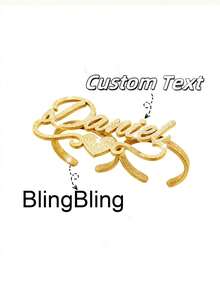 Cincin Nama Kustom, Cincin Pasangan Stainless Steel Ganda dengan Mahkota, Hati, dan Huruf, Dapat Diatur, Hadiah Ulang Tahun yang Istimewa untuknya, Hadiah Hari Ibu untuk Ibu - Sandblasting-emas - View 14