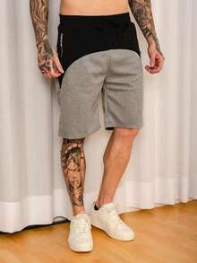 Men's Fleece Shorts / Zippered Pockets / Elastic Waistband - 淺灰色 - 查看 1