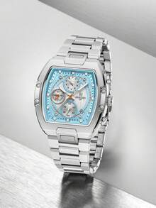 Reloj de cuarzo REWARD para hombres, estilo de moda de negocios con calendario, manecillas luminosas, multifuncional, de alta calidad como regalo, diseño clásico con correa de acero inoxidable - Azul - Ver 2