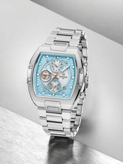  Reloj de cuarzo REWARD para hombres, estilo de moda de negocios con calendario, manecillas luminosas, multifuncional, de alta calidad como regalo, diseño clásico con correa de acero inoxidable