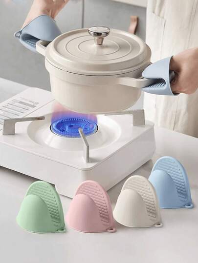 2pcs Unisex Vibrant Color Mini Silicone Heat Resistant Oven Mitts, Kitchen Gloves For Baking/Cooking/Barbecue, Practical Kitchen Utensil Gift For Mother's Day/Father's Day/Graduation Season, Essential Anti-Scald Tool For Home Kitchen