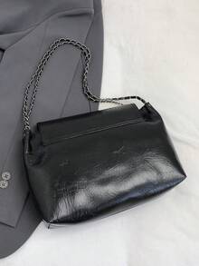 1 Piece Minimalist Retro Square Bag Flap Opening Metal Chain Shoulder Bag Suitable For Women's Daily Casual Commuter Use
