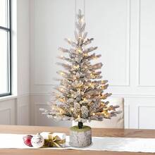 Puleo International 4.5ft Pre-Lit Potted Flocked Arctic Fir Tree With 70 Lights, 419 Realistic Dense Branch Tips, Easy Setup Artificial Trees With Sturdy Metal Stand - 3英尺植絨北極冷杉,附40個白燈 - 查看 2